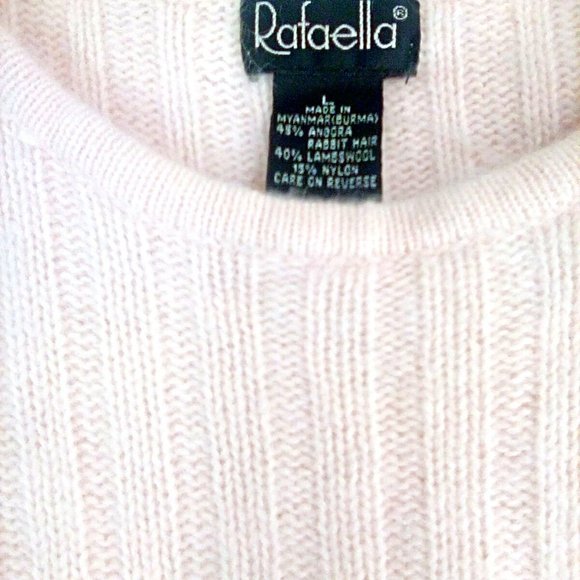 Rafaella Sweater Sz L Angora Lambswool Blend Pink Pullover Long Sleeves Ribbed - Picture 4 of 4